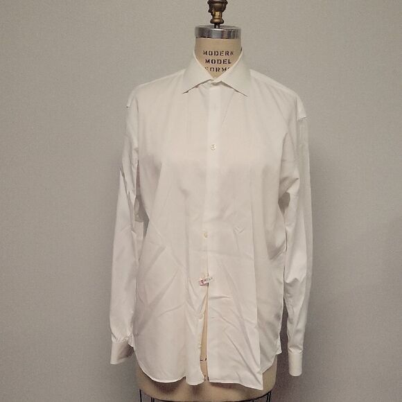 John Varvatos Crisp White Dress Shirt, Size 16.5 - 34/35 Slim Fit - Picture 1 of 4